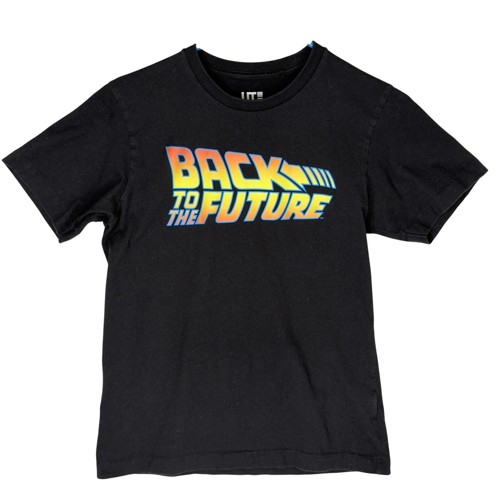 Uniqlo UT Back to the Future T-Shirt Mens Small Black Excellent Graphic Tee